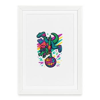 Breakdance Alligator - Framed poster (27 × 37 cm) - white - Front