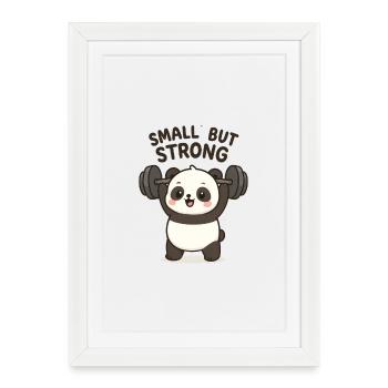 Little panda with weightlifting motif - Framed poster (27 × 37 cm) - white - Front