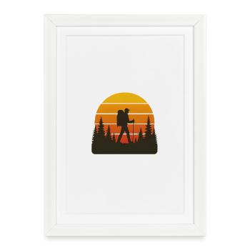 Adventurous hiker sunset - Framed poster (27 × 37 cm) - white - Front