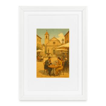 Coffee magic in squares - Framed poster (27 × 37 cm) - white - Front