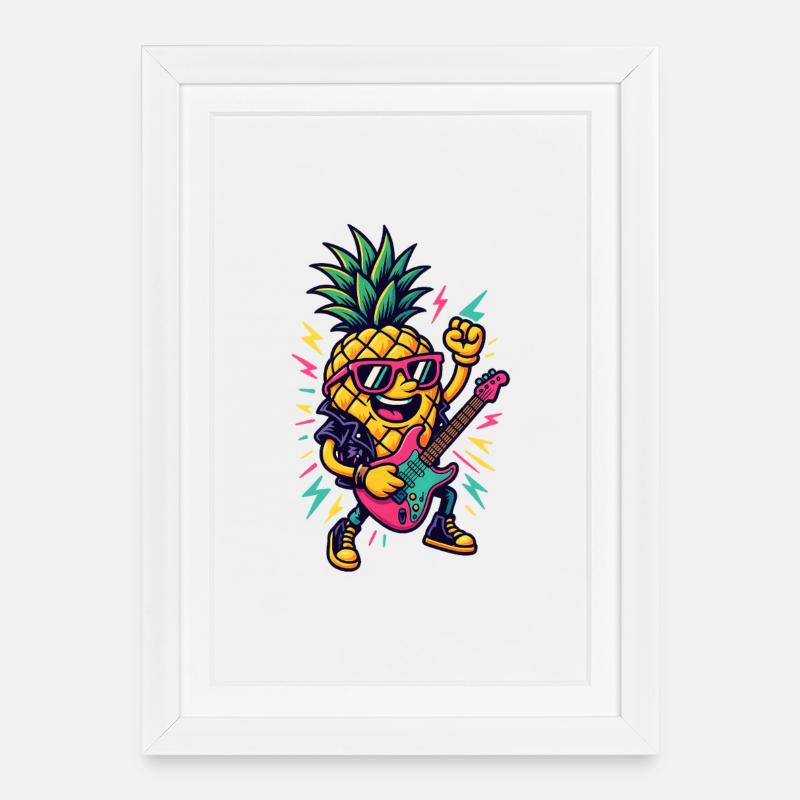 Music Pineapple - Framed poster (27 × 37 cm) - white