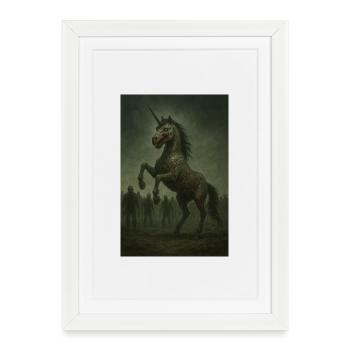 Licorne zombie - Affiche encadrée (27 × 37 cm) - blanc - Devant