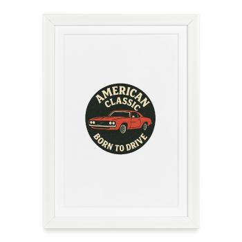 Voiture musclée - Affiche encadrée (27 × 37 cm) - blanc - Devant