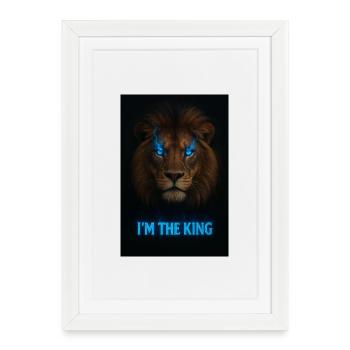 Lion Head with Blue Magic and Title - Framed poster (27 × 37 cm) - white - Front
