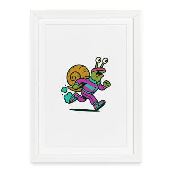 Racing snail - Framed poster (27 × 37 cm) - white - Front