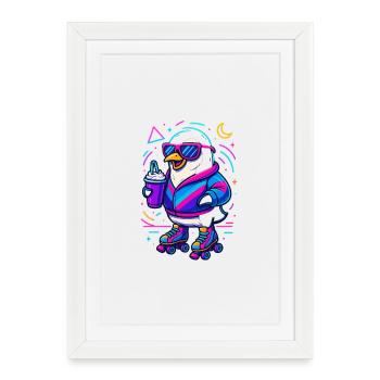 Roller Penguin - Framed poster (27 × 37 cm) - white - Front