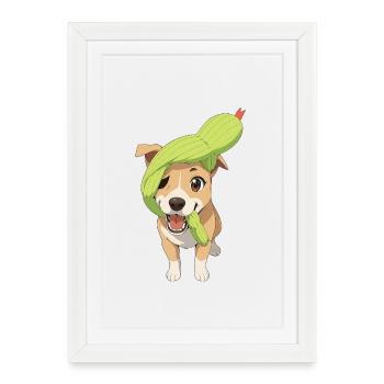 Charming Dog with Toy Snake - Framed poster (27 × 37 cm) - white - Front