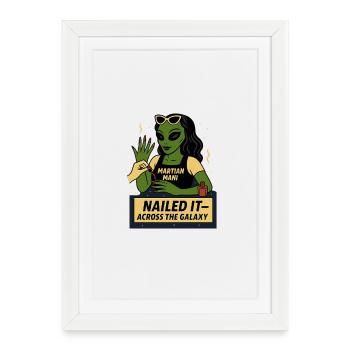 T-shirt de manucure Alien – Nailed It - Affiche encadrée (27 × 37 cm) - blanc - Devant