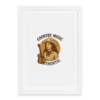 Musique country femme Illustration - Affiche encadrée (27 × 37 cm) - blanc - Devant