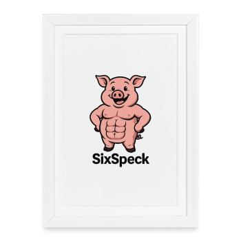 Humour Ventre Musculaire Cochon - Affiche encadrée (27 × 37 cm) - blanc - Devant