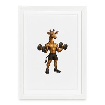 Girafe sportive - Affiche encadrée (27 × 37 cm) - blanc - Devant