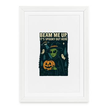 T-shirt extraterrestre d’Halloween – Beam Me Up, It’s Spooky - Affiche encadrée (27 × 37 cm) - blanc - Devant