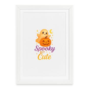 Cute Halloween Ghost with Pumpkin - Framed poster (27 × 37 cm) - white - Front