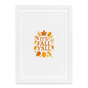 Conception de feuilles d’automne avec citrouille - Affiche encadrée (27 × 37 cm) - blanc - Devant