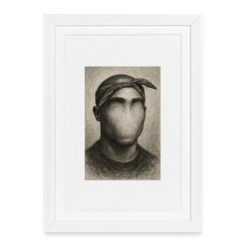 Masque artistique sans visage - Affiche encadrée (27 × 37 cm) - blanc - Devant