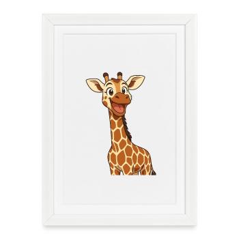 Happy giraffe with smiling expression - Framed poster (27 × 37 cm) - white - Front