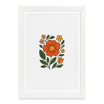 Rustikale botanische Blume Illustration - Gerahmtes Poster (27 × 37 cm) - Weiß - Vorne