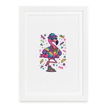 HipHop Flamingo - Affiche encadrée (27 × 37 cm) - blanc - Devant