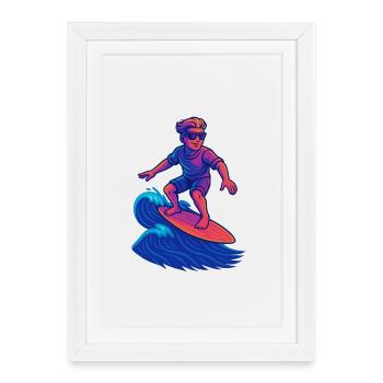 Wave Rider - Framed poster (27 × 37 cm) - white - Front