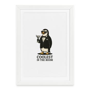 Pingouin élégant avec des lunettes de soleil - Affiche encadrée (27 × 37 cm) - blanc - Devant