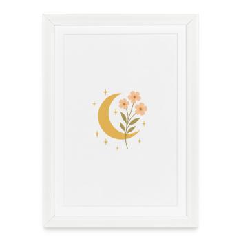 Moon and flowers illustration design - Framed poster (27 × 37 cm) - white - Front