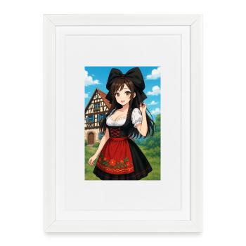 Alsatian girl in traditional Alsace costume - Framed poster (27 × 37 cm) - white - Front