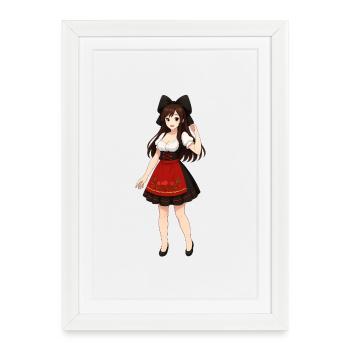 Alsacienne manga en robe traditionnelle - Affiche encadrée (27 × 37 cm) - blanc - Devant