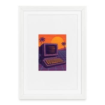 Retro Futuristic Sunset Aesthetic - Framed poster (27 × 37 cm) - white - Front