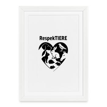 Respect des animaux Conception du cœur - Affiche encadrée (27 × 37 cm) - blanc - Devant