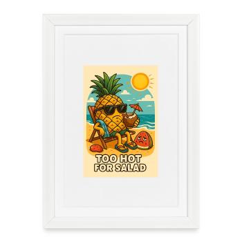 Pineapple with sunglasses on the beach - Framed poster (27 × 37 cm) - white - Front