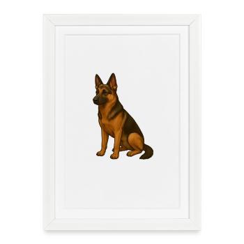 Elegant German Shepherd Print - Framed poster (27 × 37 cm) - white - Front
