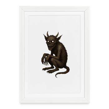Demonic Creature Artwork - Framed poster (27 × 37 cm) - white - Front