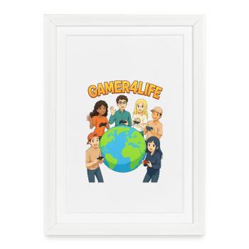 Gamer4Life Global Friendship - Framed poster (27 × 37 cm) - white - Front