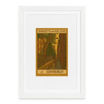 Illustration des rues et des vallées d’Édimbourg - Affiche encadrée (27 × 37 cm) - blanc - Devant