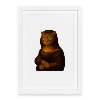 Modern cat art in vintage style - Framed poster (27 × 37 cm) - white - Front