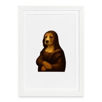 Dog Portrait in Renaissance Style - Framed poster (27 × 37 cm) - white - Front