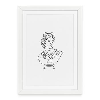 Buste d’Apollon stylisé | Illustration minimaliste - Affiche encadrée (27 × 37 cm) - blanc - Devant