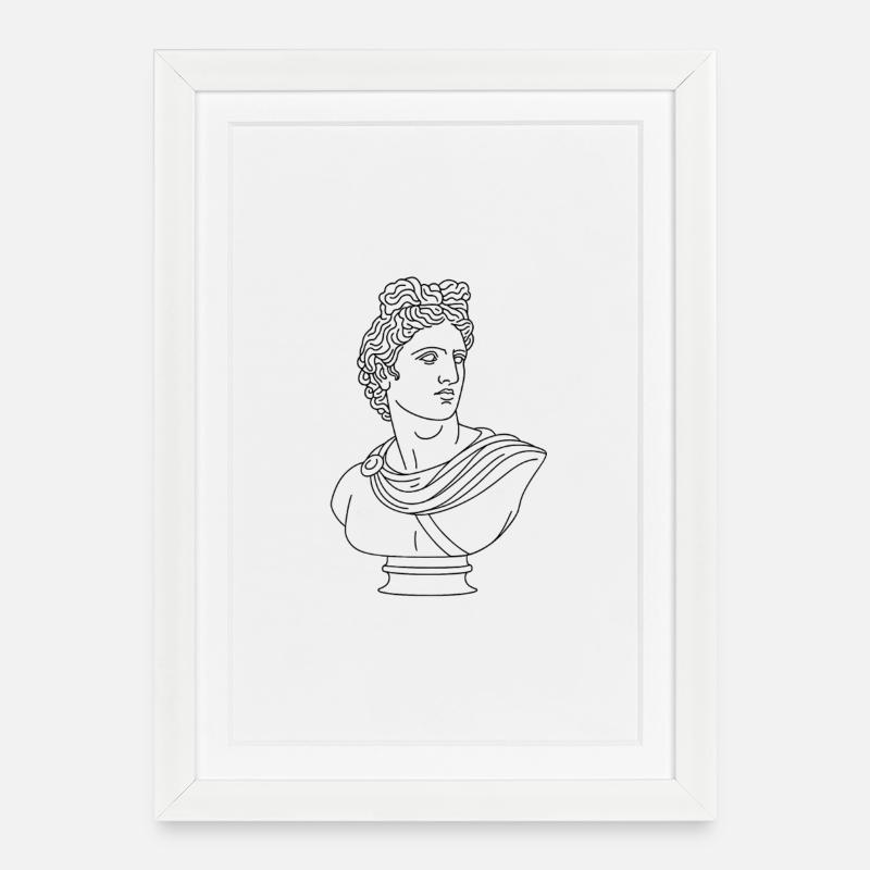 Stylized Apollo Bust | Minimalist illustration - Framed poster (27 × 37 cm) - white