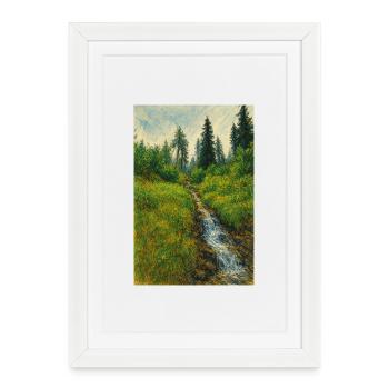 Sketchart Landscape with brook in Switzerland - Framed poster (27 × 37 cm) - white - Front