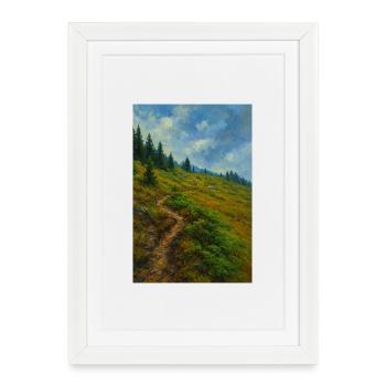 Scenic mountain hike in oil painting look - Framed poster (27 × 37 cm) - white - Front