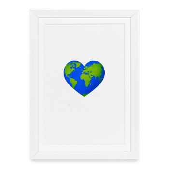 World Heart in Heart Shape - Framed poster (27 × 37 cm) - white - Front