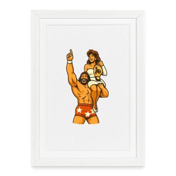 Celebratory Wrestling Duo Design - Framed poster (27 × 37 cm) - white - Front