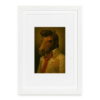 Pferdekopf im Glitzeranzug - Gerahmtes Poster (27 × 37 cm) - Weiß - Vorne