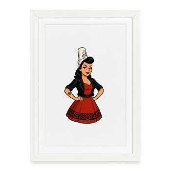 Femme bretonne en costume traditionnel - Affiche encadrée (27 × 37 cm) - blanc - Devant