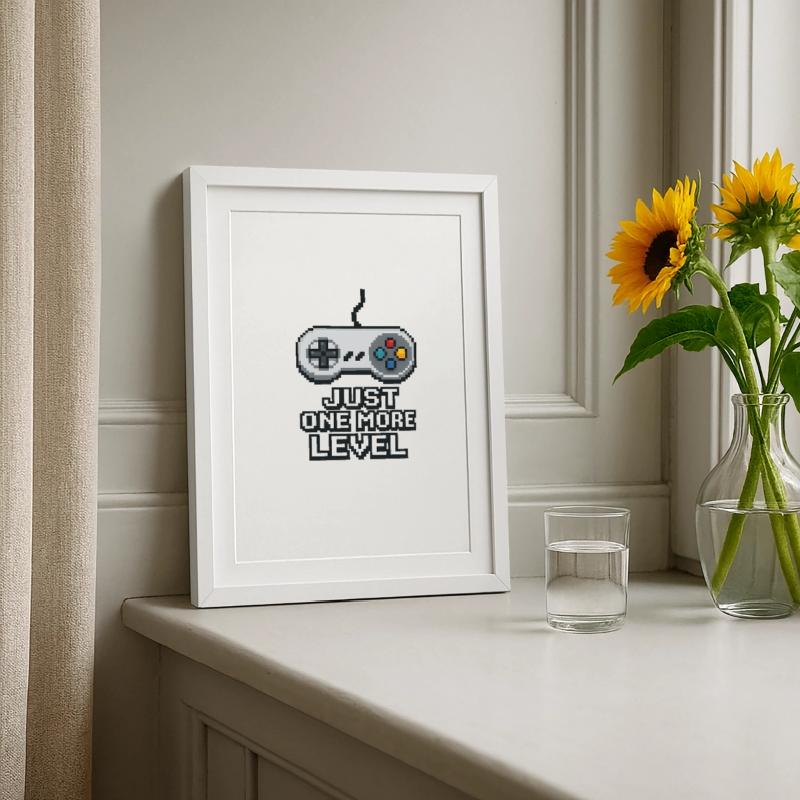 Pixel Neon Game Controller Design Framed poster (27 × 37 cm)