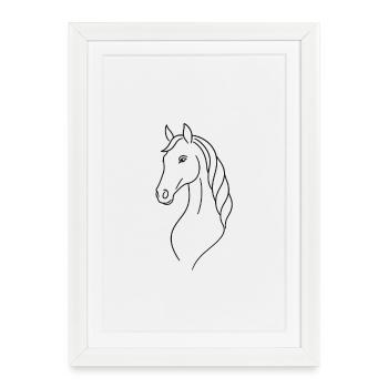 Silhouette élégante cheval - Affiche encadrée (27 × 37 cm) - blanc - Devant