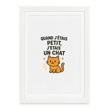 Chat mignon chaton quand j'étais petit - Affiche encadrée (27 × 37 cm) - blanc - Devant
