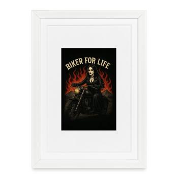 Goth Biker Girl - Gerahmtes Poster (27 × 37 cm) - Weiß - Vorne