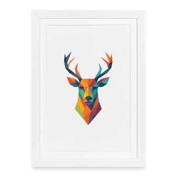 Hirsch | Deer Head Print / Print / Design - Framed poster (27 × 37 cm) - white - Front