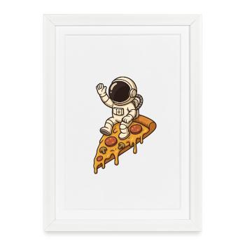 Space astronaut on pizza slice - Framed poster (27 × 37 cm) - white - Front